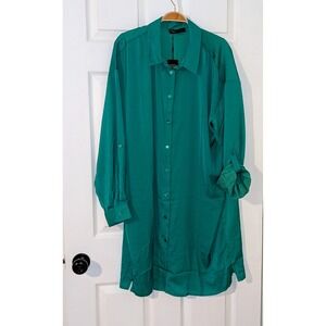 Renual Button Down Shirt Dress‎ Roll Tab Long Sleeve Collared Relaxed Fit XL NWT